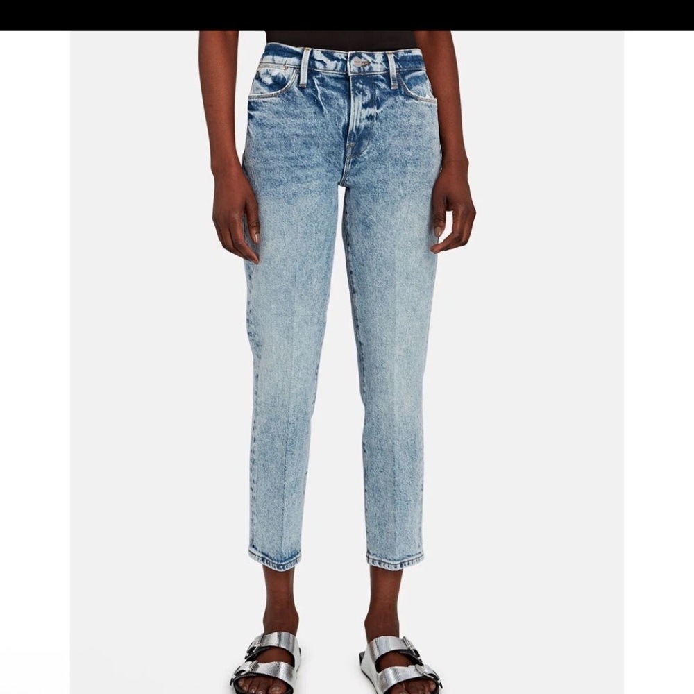 FRAME Denim Le High Straight Bleach Wash Jeans Lombard Womens 25‎